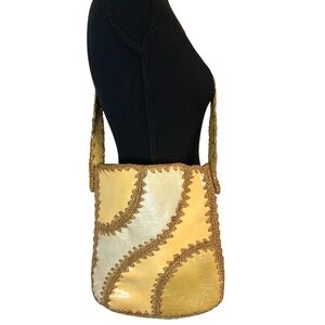 Vintage‎ Roger Van S patchwork Crochet crossbodyPurse Mid Century Retro 1960s